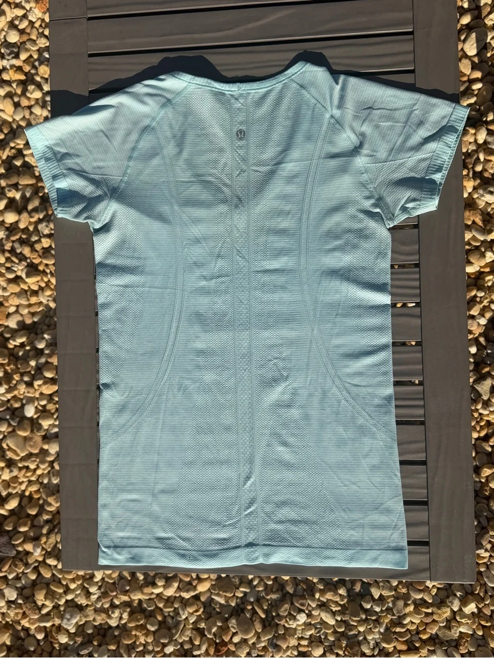 lululemon Swiftly athletica Light Blue V-Neck Short Sleeve Tee